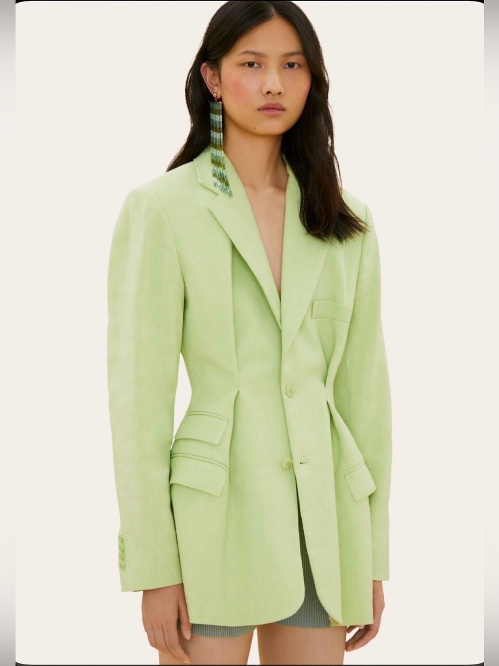 Jacquemus Green Oversized Blazer Structured Suit Jacket